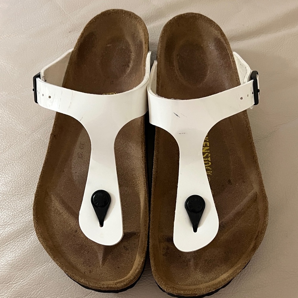 Birkenstock White and Brown Sandals - Picture 3 of 8
